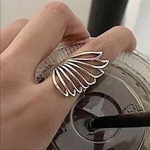 - Sterling Silver Resizable Angel Wing Ring